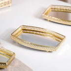 Luxury Mirror Tray Gold Set Of 3 Nestasia