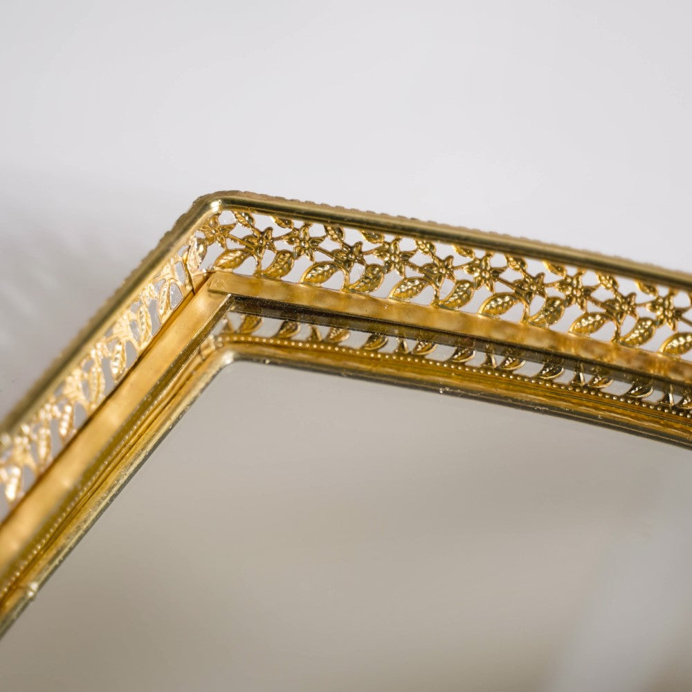 Luxury Mirror Tray Gold Set Of 3 Nestasia