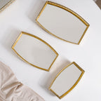 Luxury Mirror Tray Gold Set Of 3 Nestasia