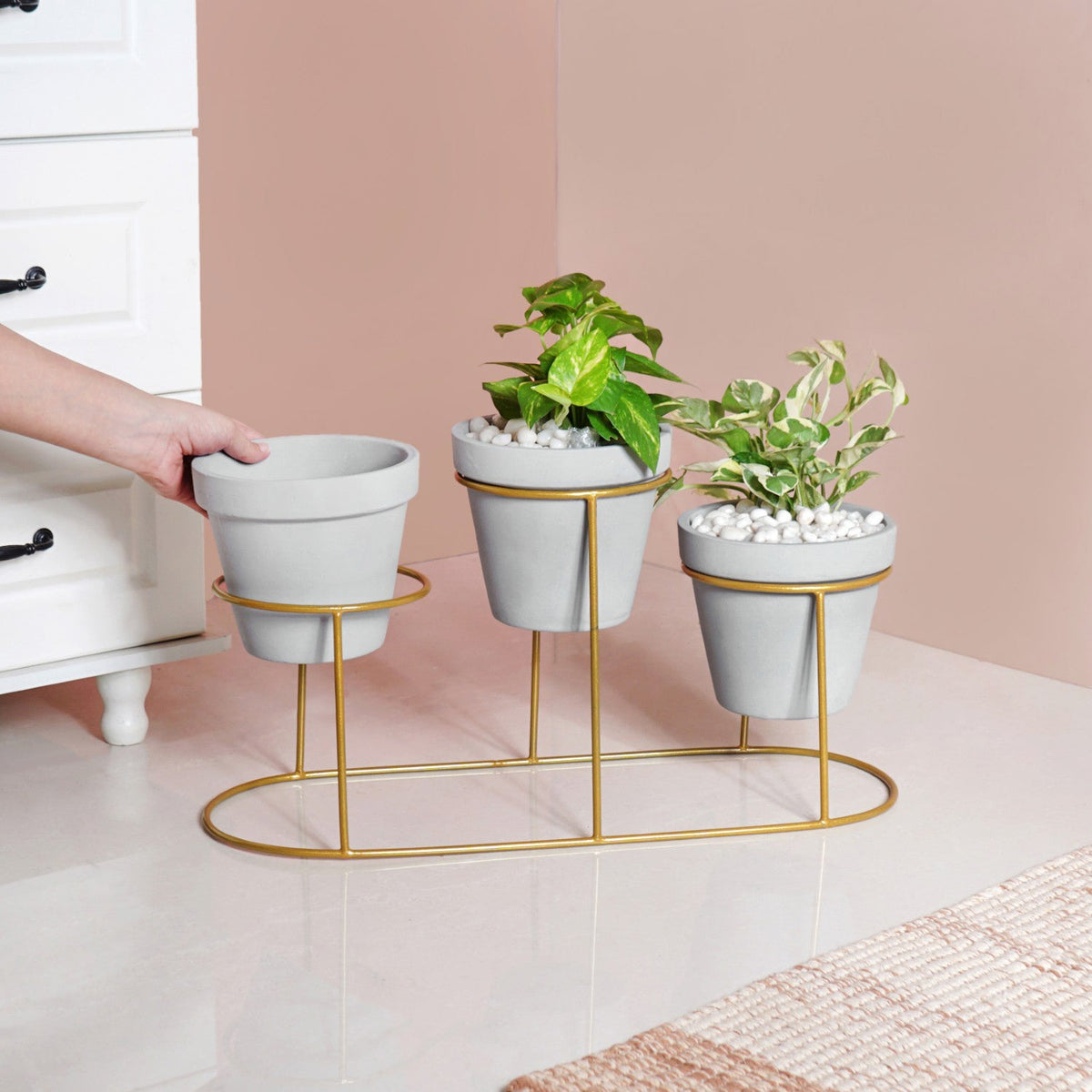 TerraTier Indoor Planter With Stand Grey Nestasia