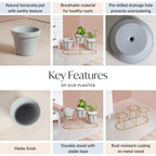 TerraTier Indoor Planter With Stand Grey Nestasia