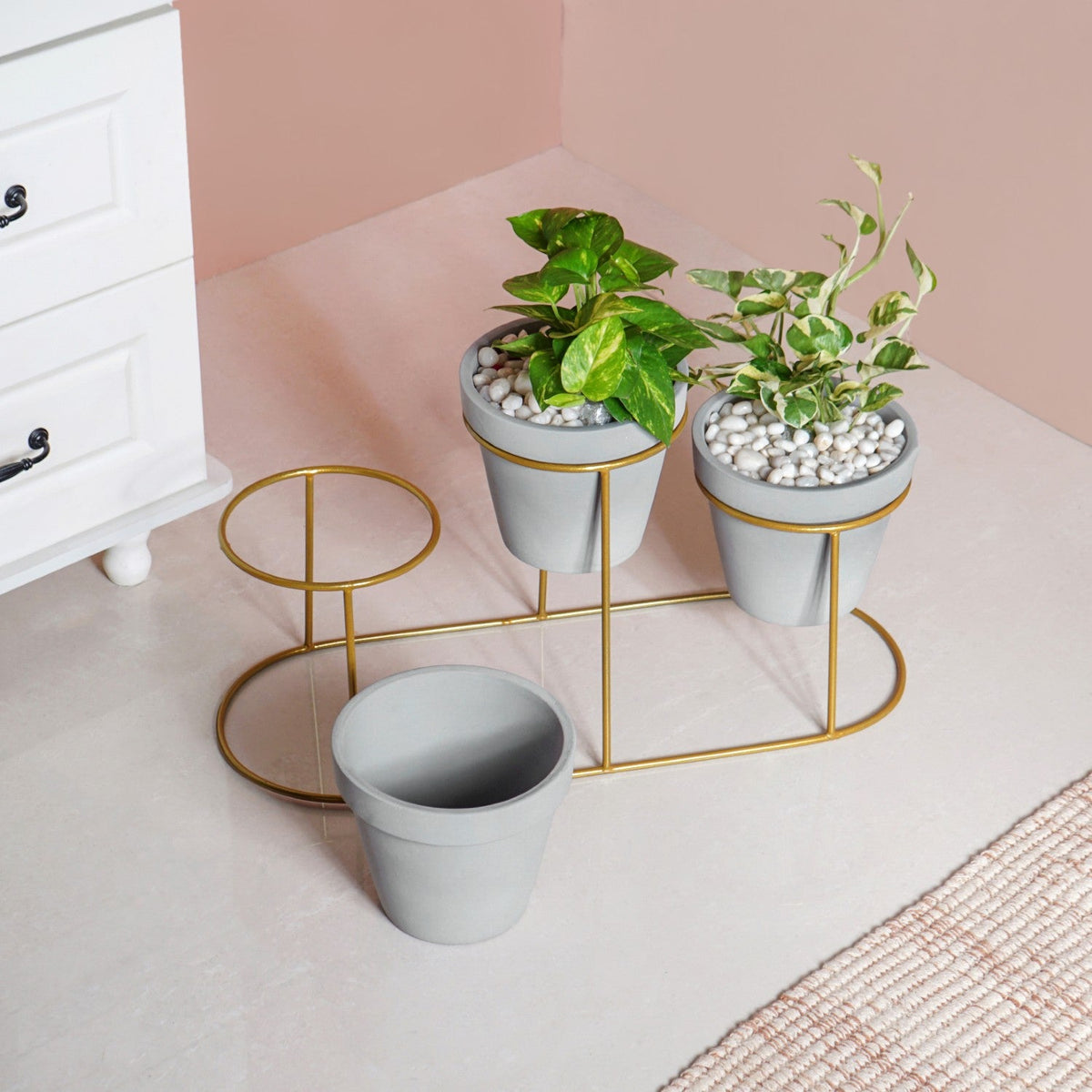 TerraTier Indoor Planter With Stand Grey Nestasia