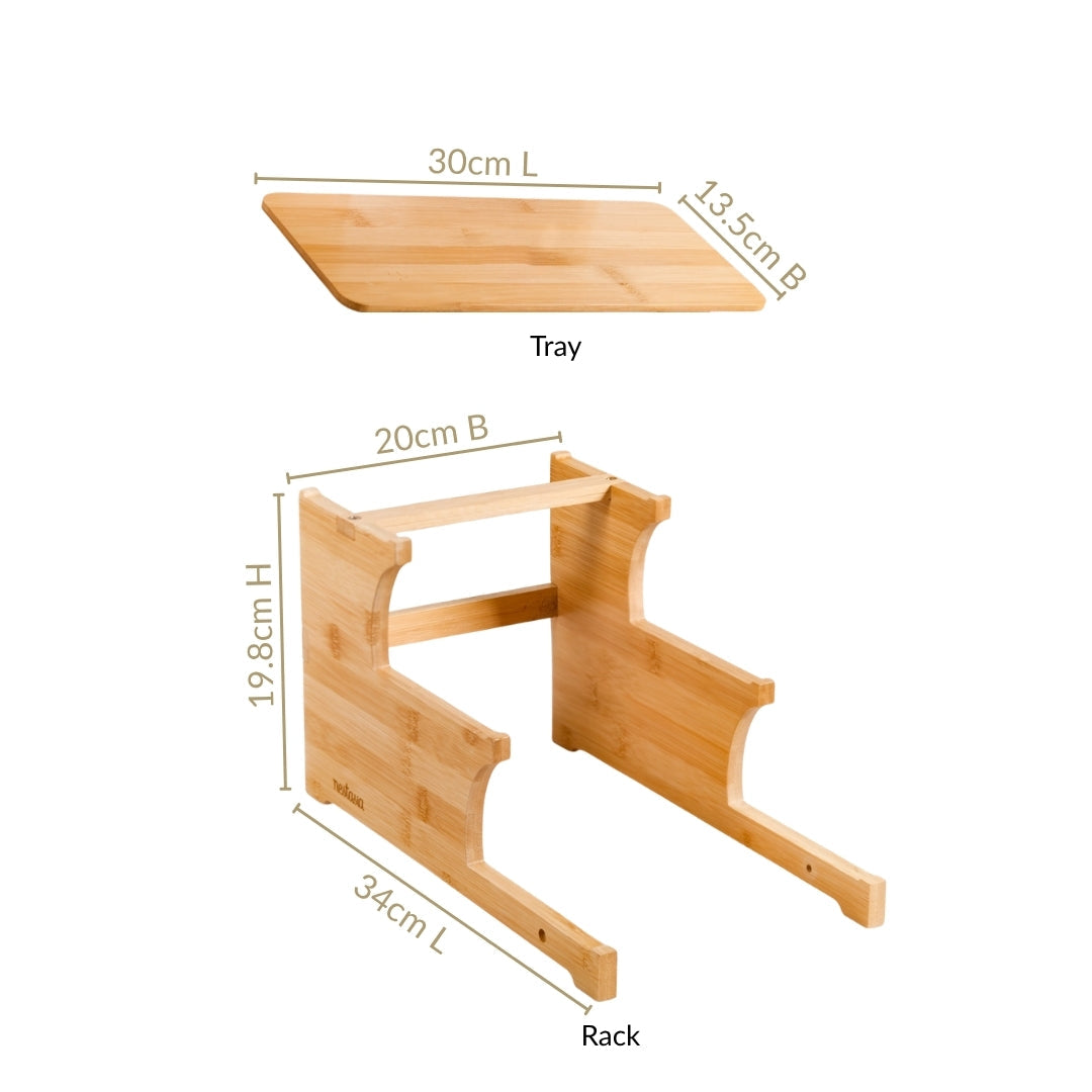 Triple Steps Bamboo Platter Stand Nestasia
