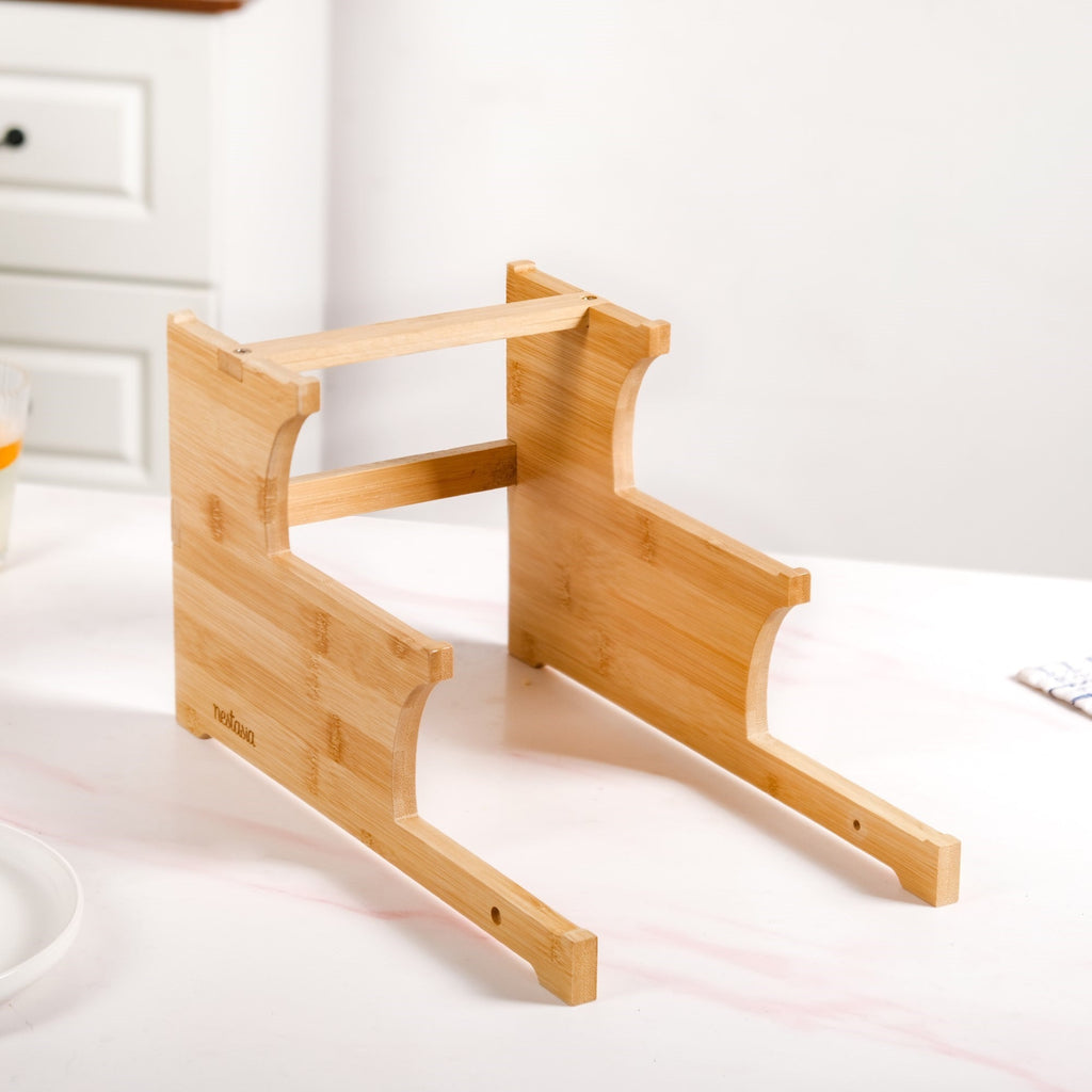 Triple Steps Bamboo Platter Stand Nestasia