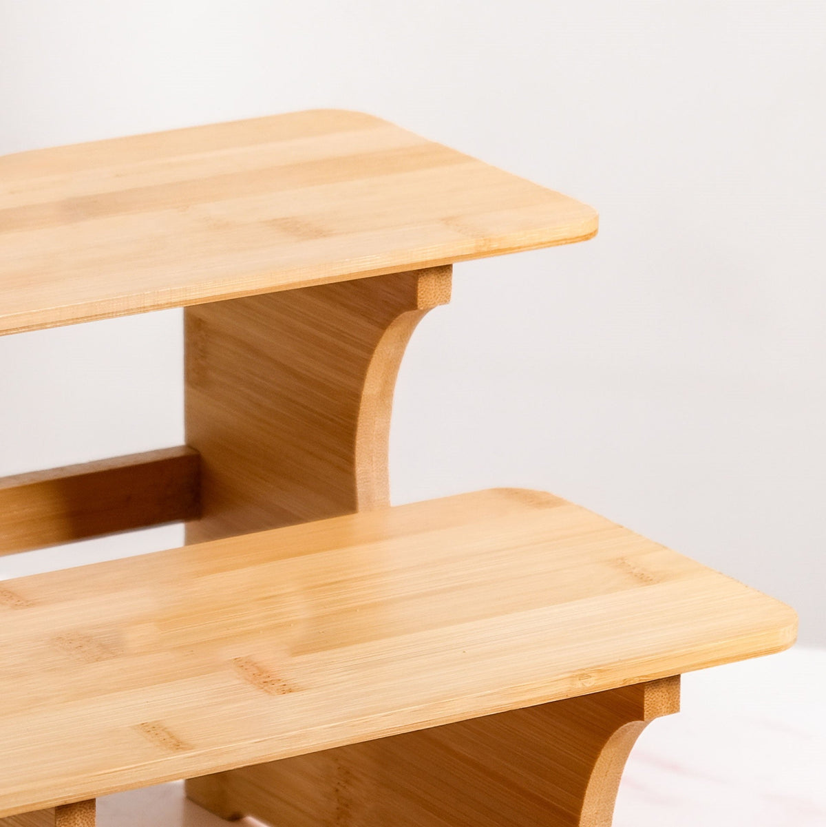 Triple Steps Bamboo Platter Stand Nestasia