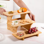 Triple Steps Bamboo Platter Stand Nestasia