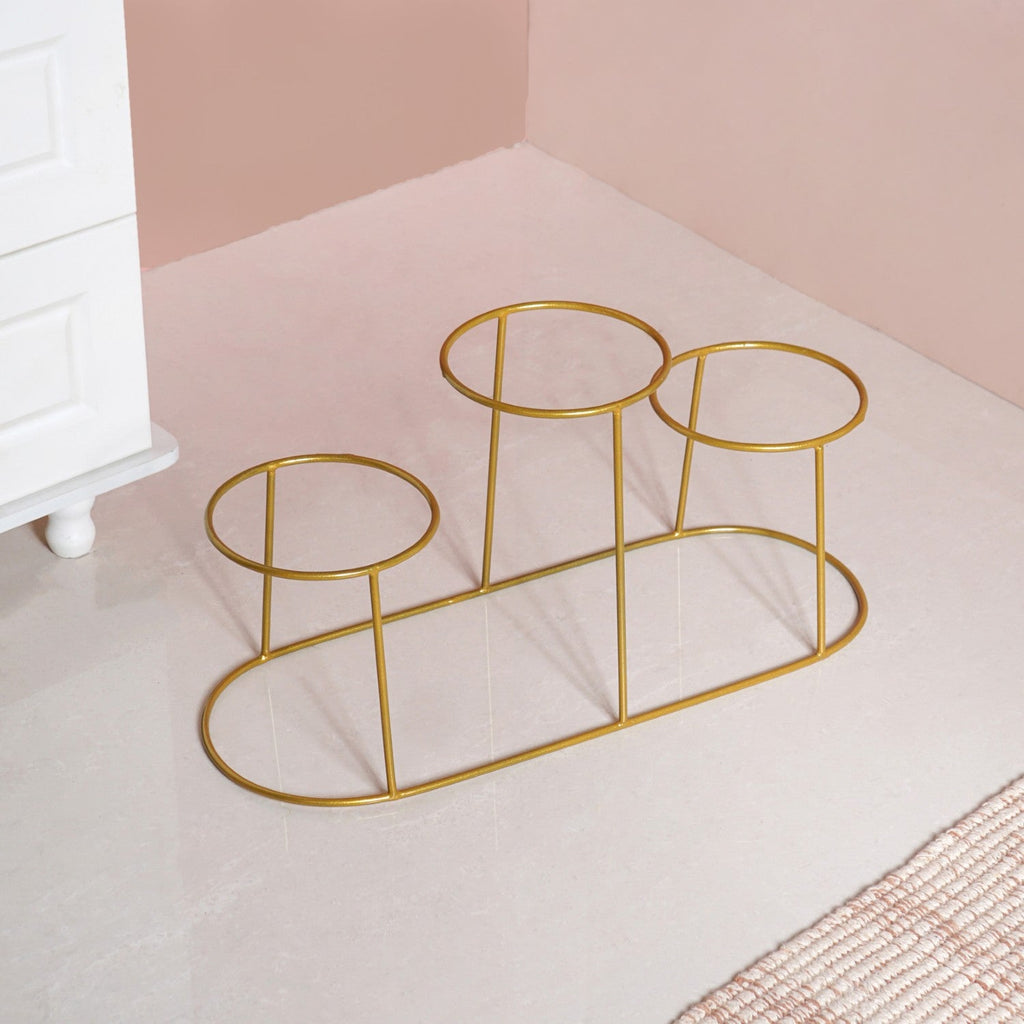 TerraTier Gold Stand With Three White Planters Off White Nestasia