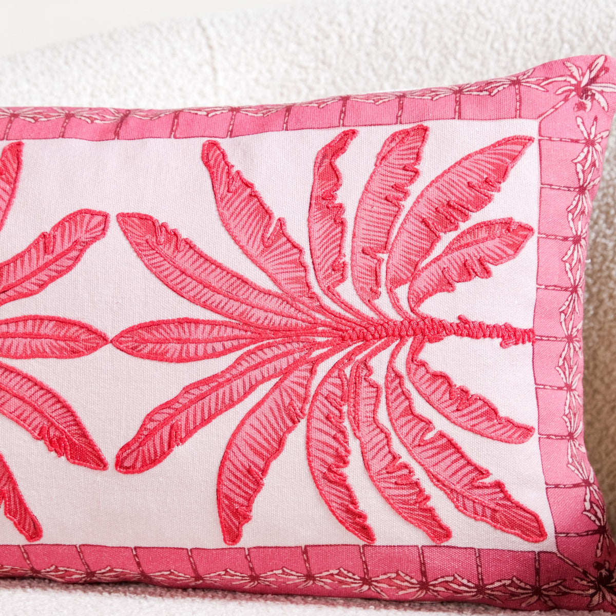 Vibrant Tropic Embroidered Cotton Cushion Cover 50x30cm Nestasia