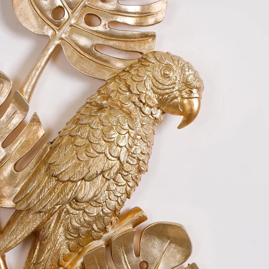 Tropical Parrot Wall Decor Gold Nestasia