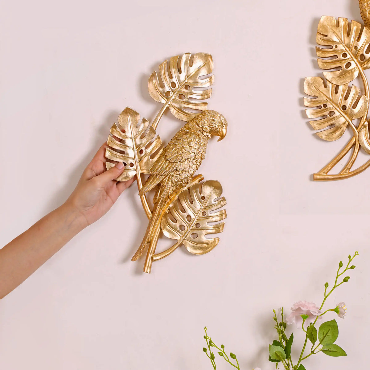 Tropical Parrot Wall Decor Gold Nestasia