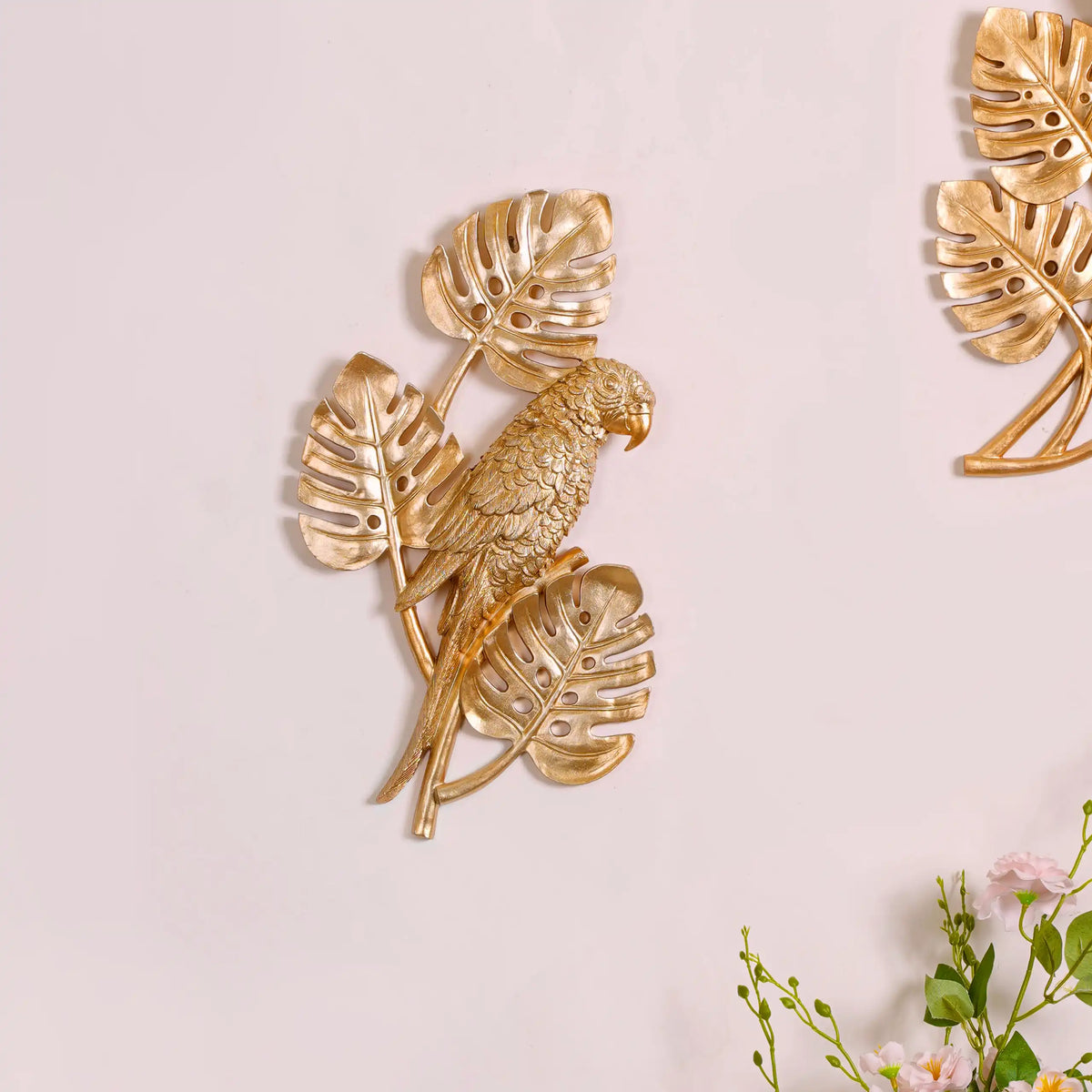 Tropical Parrot Wall Decor Gold Nestasia