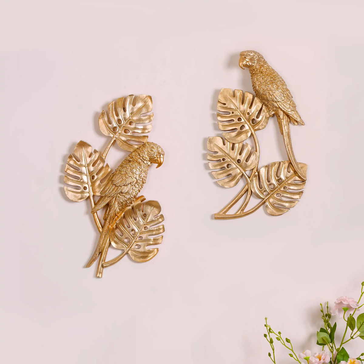Tropical Parrot Wall Decor Gold Nestasia