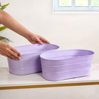 Trough Lined Lavender Oval Plant Holder Set Of 2 Nestasia