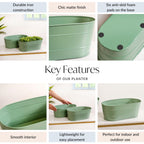 Trough Lined Oval Metal Planter Set Of 2 Sage Green Nestasia