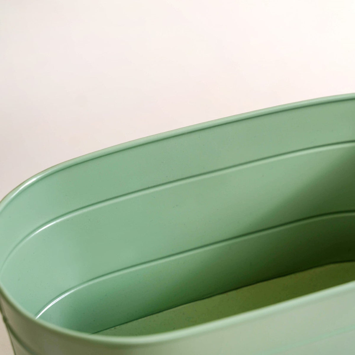 Trough Lined Oval Metal Planter Set Of 2 Sage Green Nestasia