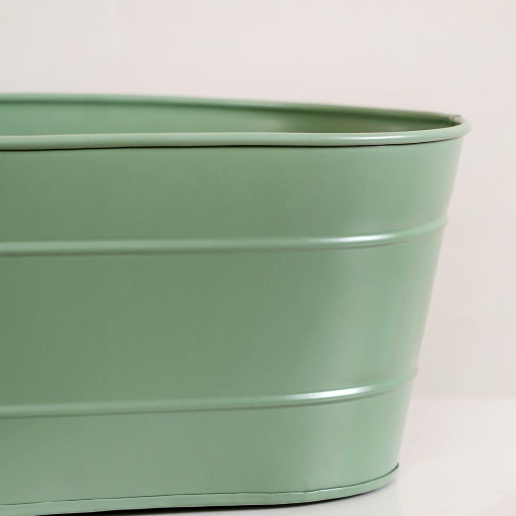 Trough Lined Oval Metal Planter Set Of 2 Sage Green Nestasia