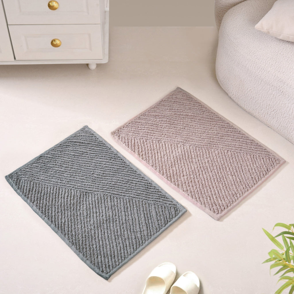 Tufted Cotton Reversible Muted Tones Floor Mat Duo 60x40cm Nestasia