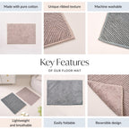 Tufted Cotton Reversible Muted Tones Floor Mat Duo 60x40cm Nestasia