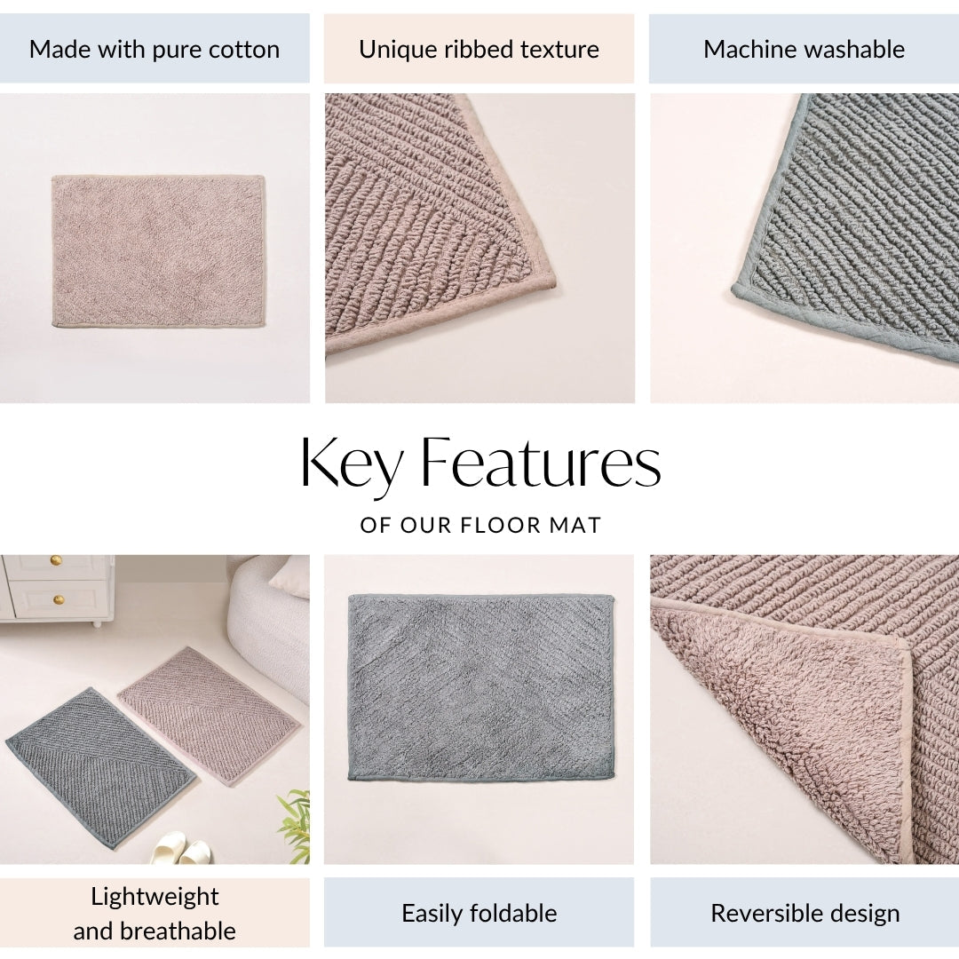 Tufted Cotton Reversible Muted Tones Floor Mat Duo 60x40cm Nestasia