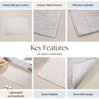 Tufted Cotton Reversible Floor Mat Light Grey 84x50cm Nestasia