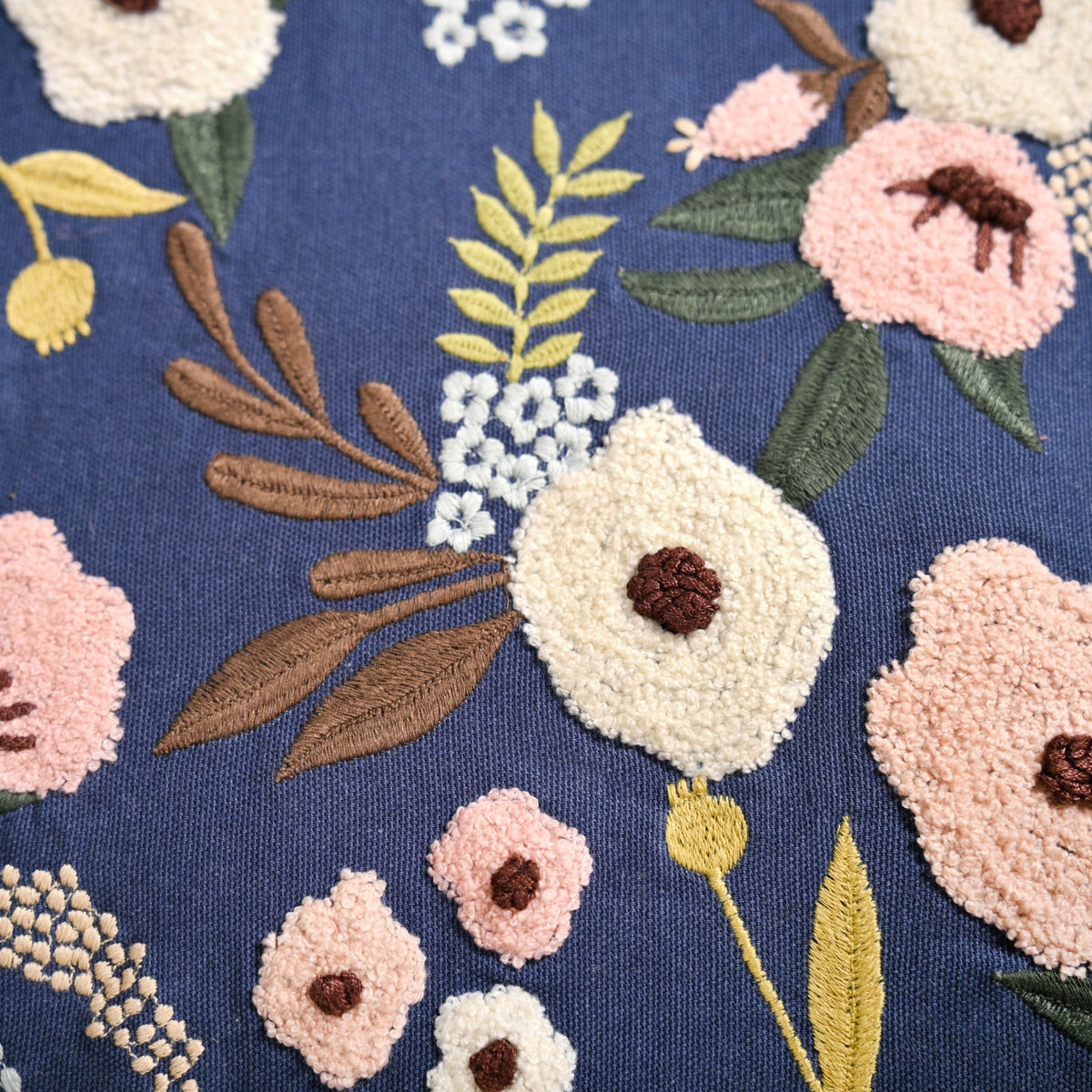 Tufted Floral Embroidered Cushion Cover 40x40cm Nestasia