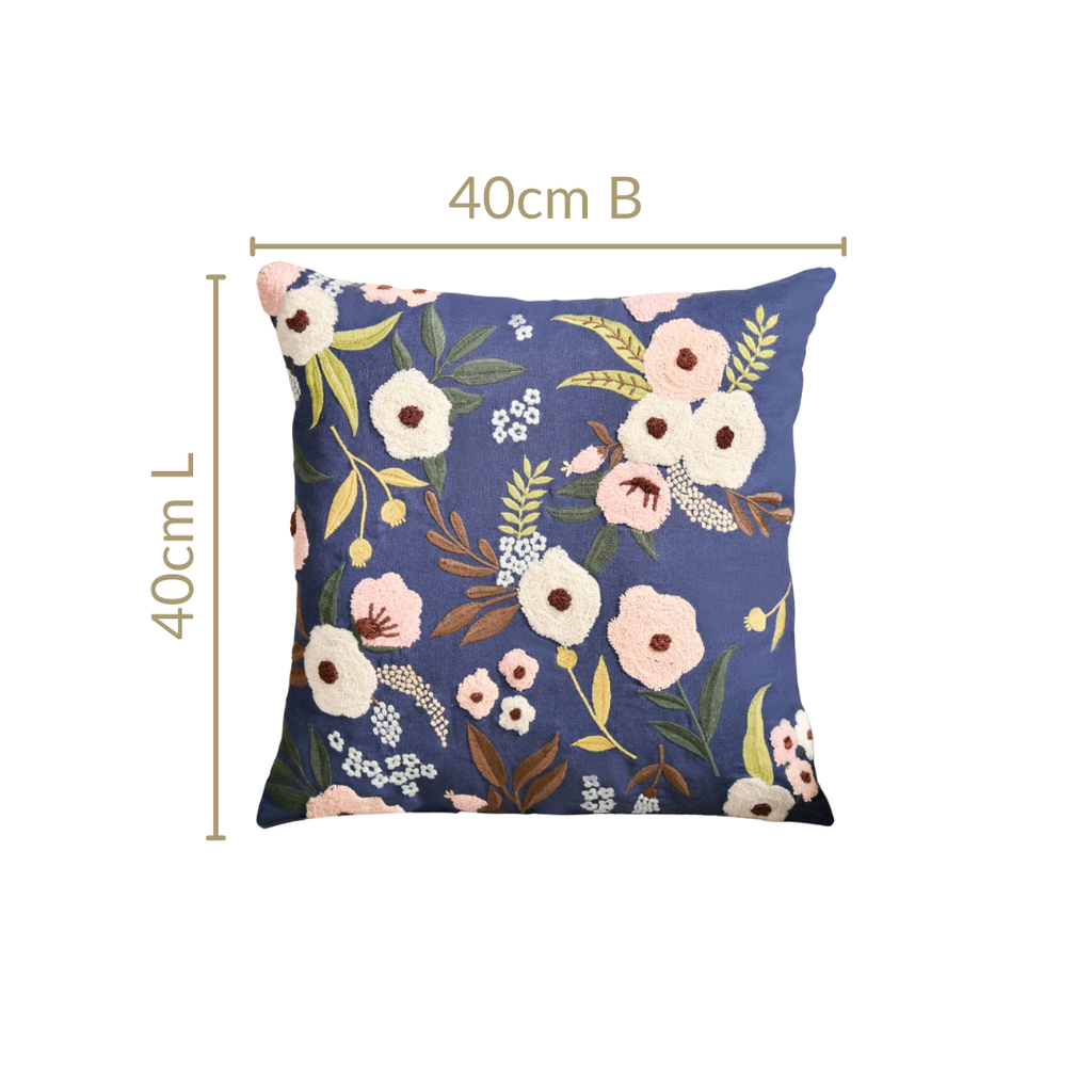 Tufted Floral Embroidered Cushion Cover 40x40cm Nestasia