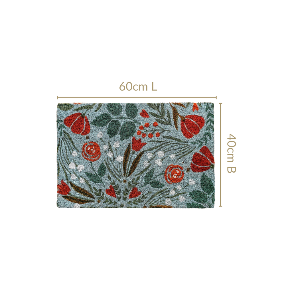 Tulips And Roses Coir Welcome Mat 24x16 Inch Nestasia
