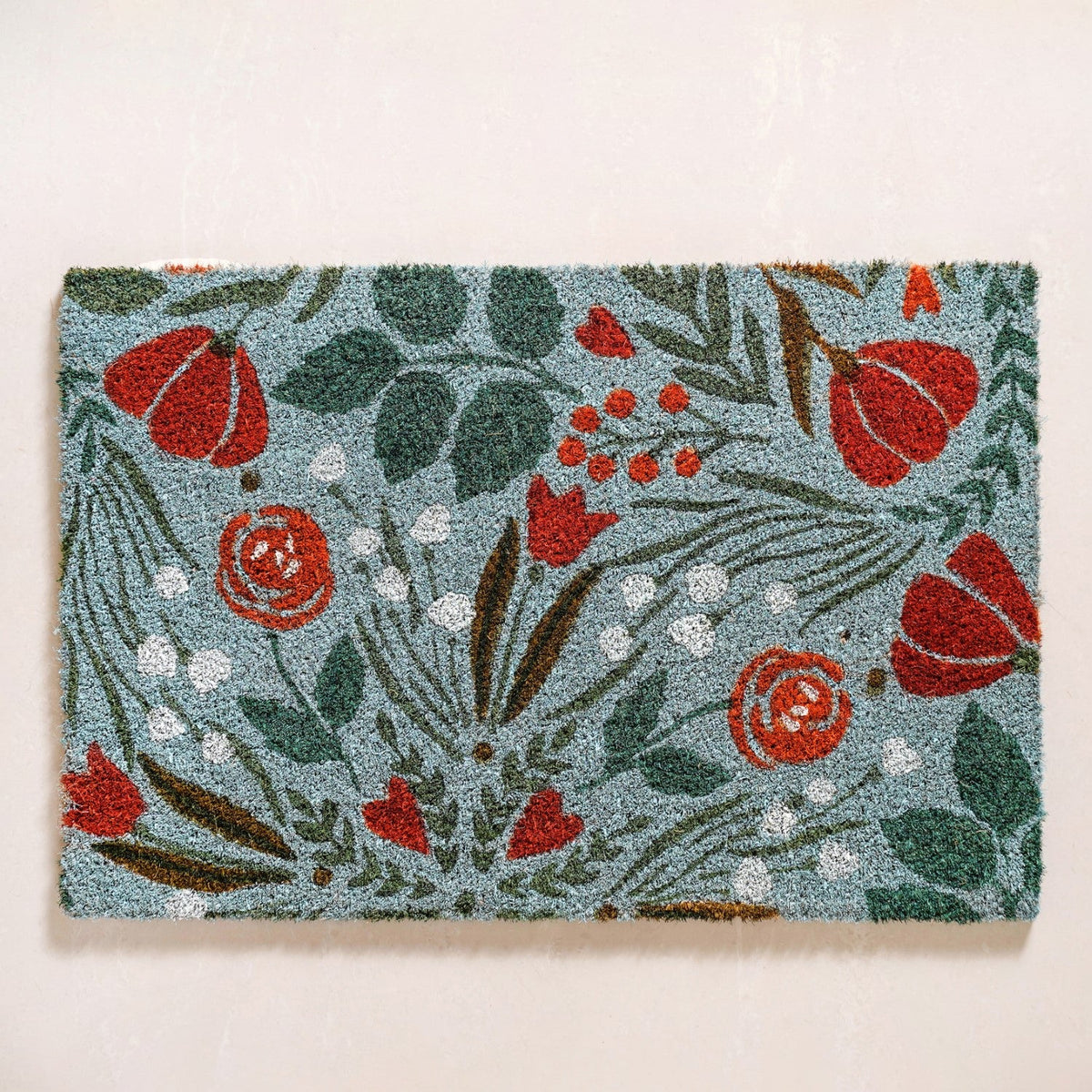 Tulips And Roses Coir Welcome Mat 24x16 Inch Nestasia