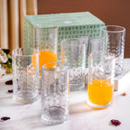 Diamond Design Highball Glass Set Of 6 466ml Nestasia