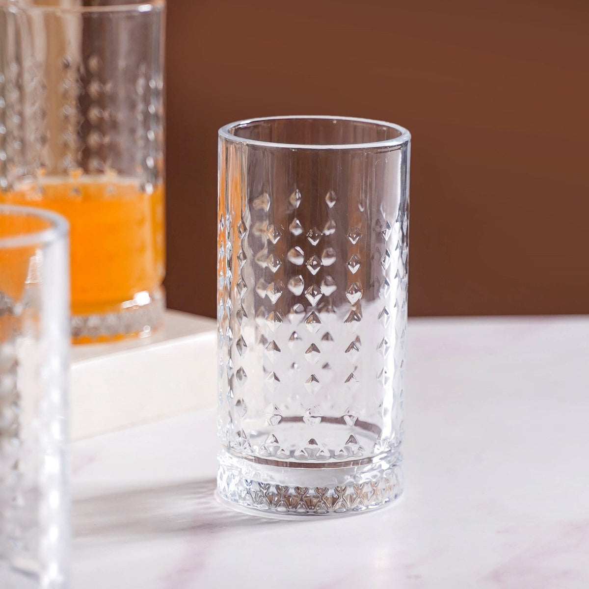 Diamond Design Highball Glass Set Of 6 466ml Nestasia