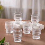 Set Of 6 Stackable Drinking Glasses Ribbed Nestasia