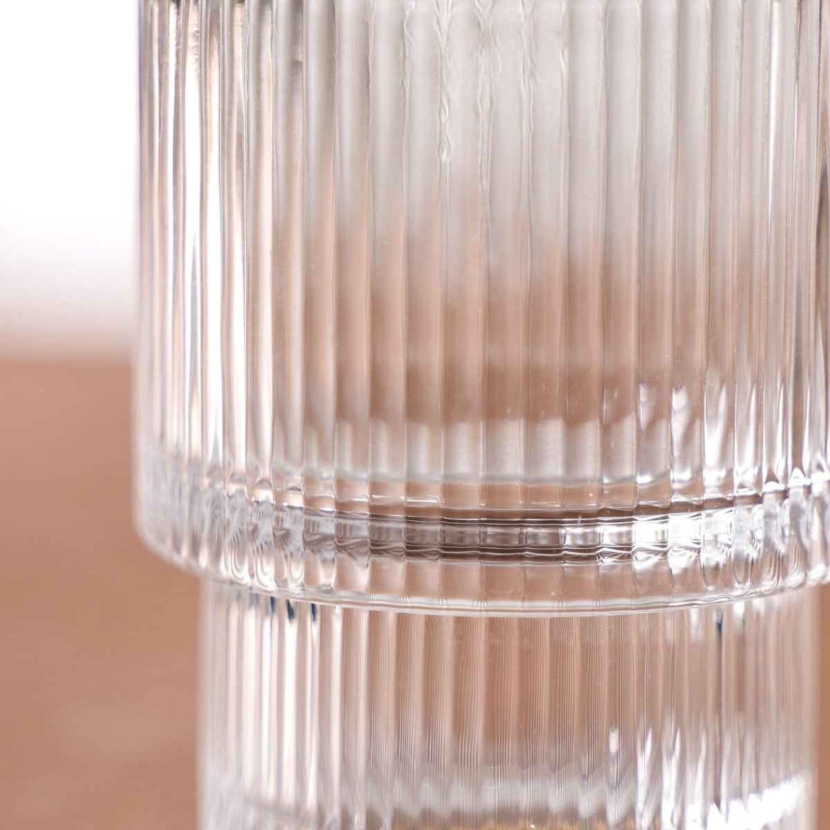 Set Of 6 Stackable Drinking Glasses Ribbed Nestasia