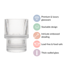 Set Of 6 Stackable Drinking Glasses Ribbed Nestasia