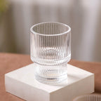 Set Of 6 Stackable Drinking Glasses Ribbed Nestasia