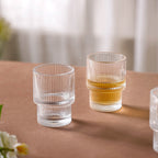 Set Of 6 Stackable Drinking Glasses Ribbed Nestasia