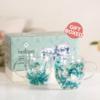 Turquoise Flowers Double Walled Mug Set Of 2 250ml Nestasia