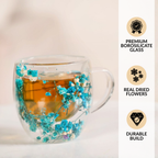 Turquoise Flowers Double Walled Mug Set Of 2 250ml Nestasia