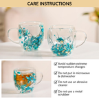 Turquoise Flowers Double Walled Mug Set Of 2 250ml Nestasia