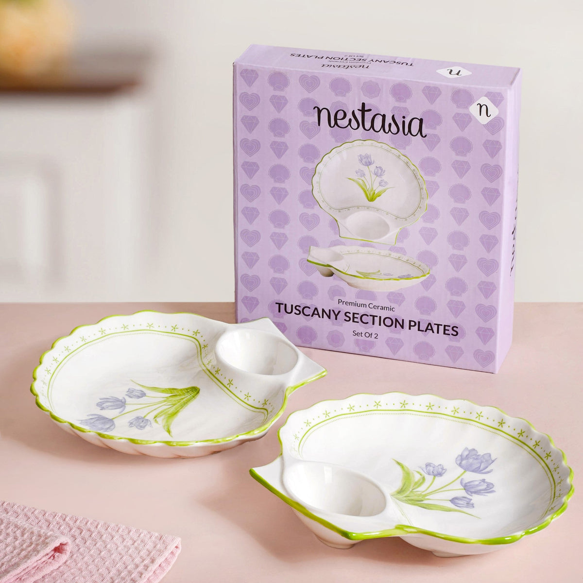 Tuscany Ceramic Section Plates Set Of 2 Nestasia