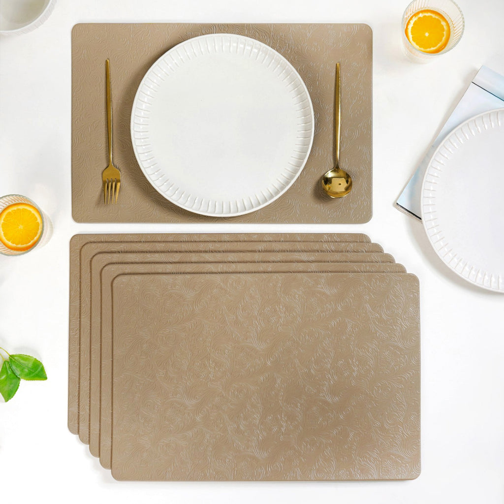 Tuscany Brown Embossed Table Mat Set Of 6 Nestasia