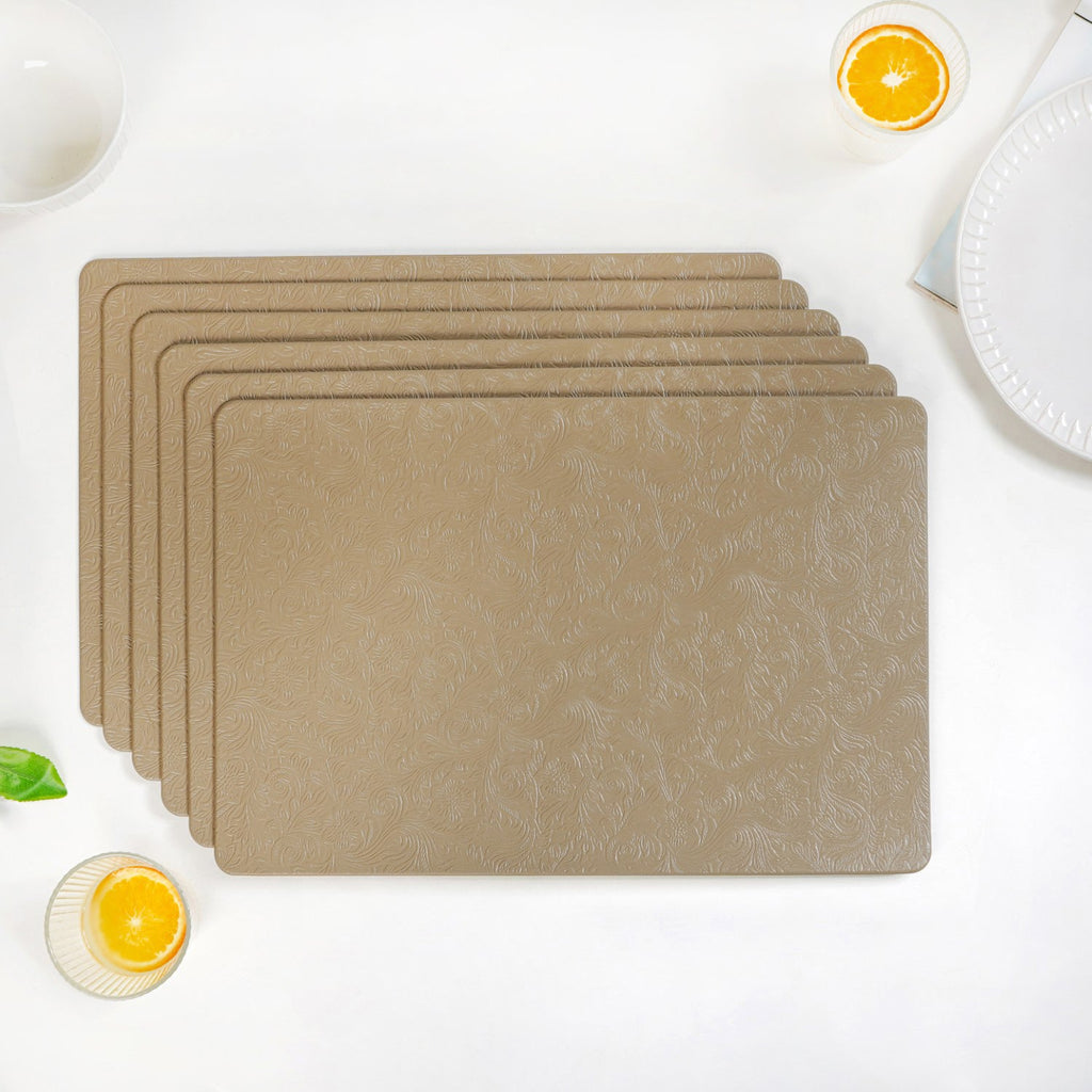 Tuscany Brown Embossed Table Mat Set Of 6 Nestasia