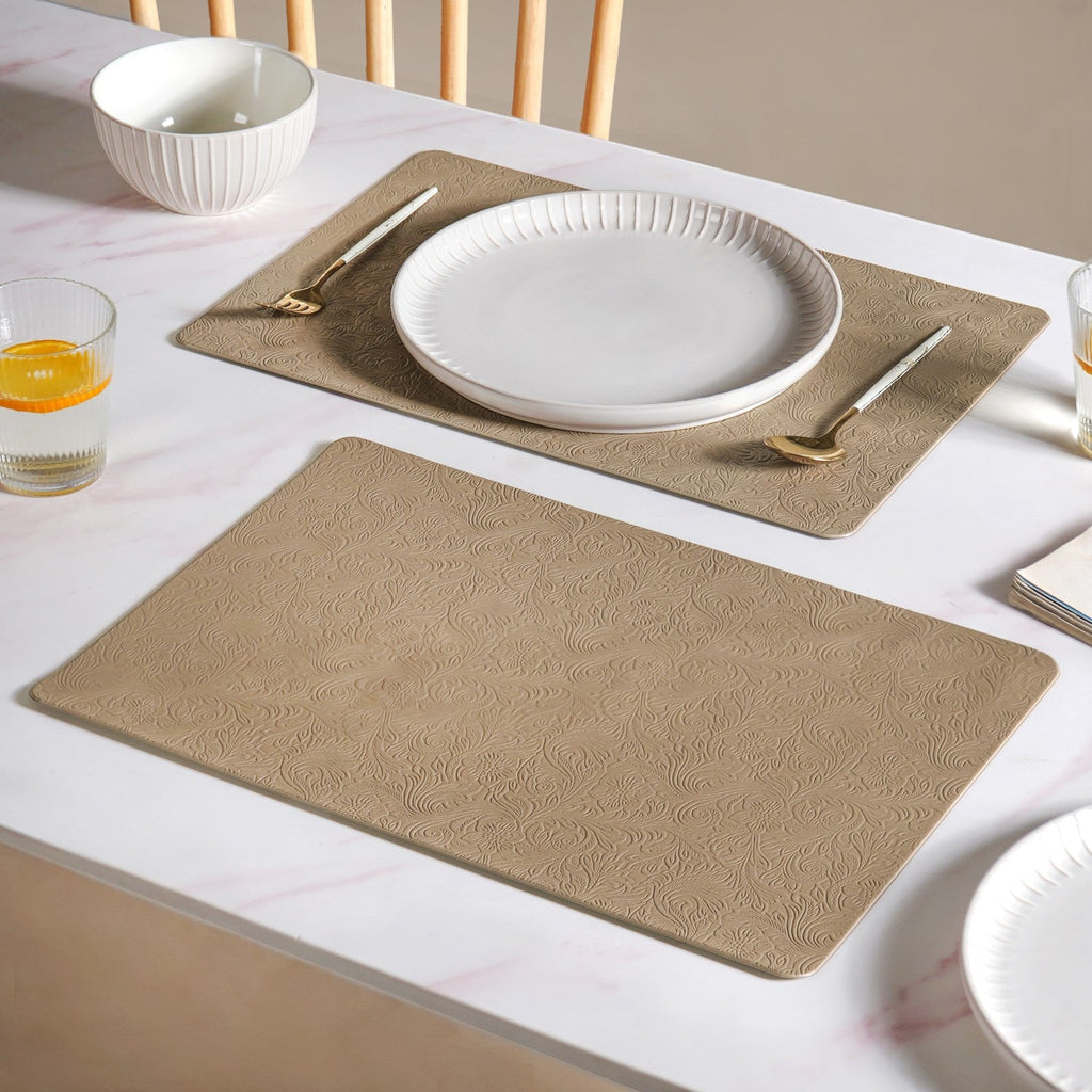 Tuscany Brown Embossed Table Mat Set Of 6 Nestasia