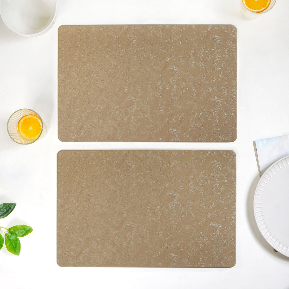Tuscany Brown Embossed Table Mat Set Of 6 Nestasia