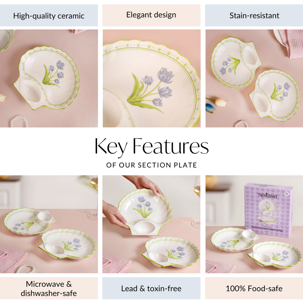 Tuscany Ceramic Section Plates Set Of 2 Nestasia