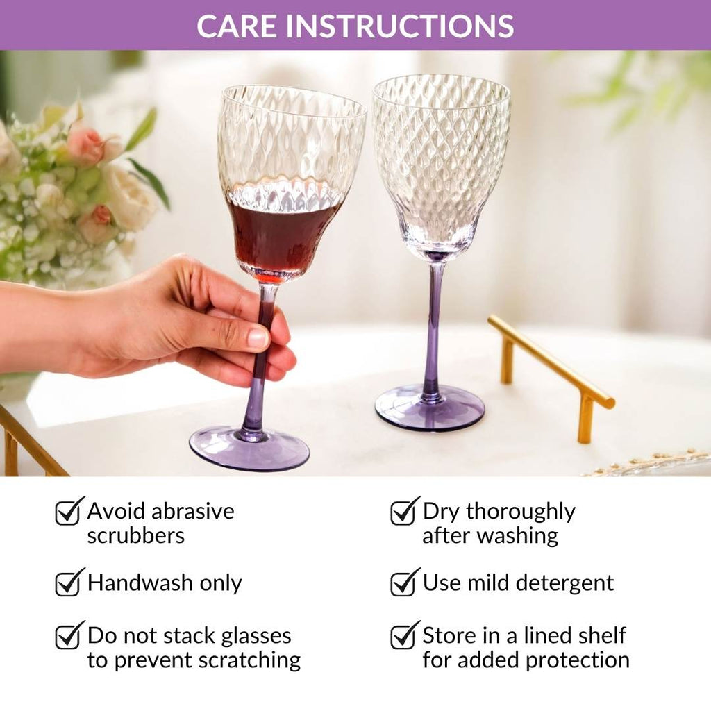 Twilight Embossed Wine Glass Set Of 2 360ml Nestasia