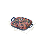 Mandala Melange Ceramic Serving Platter Dish Square Blue Nestasia