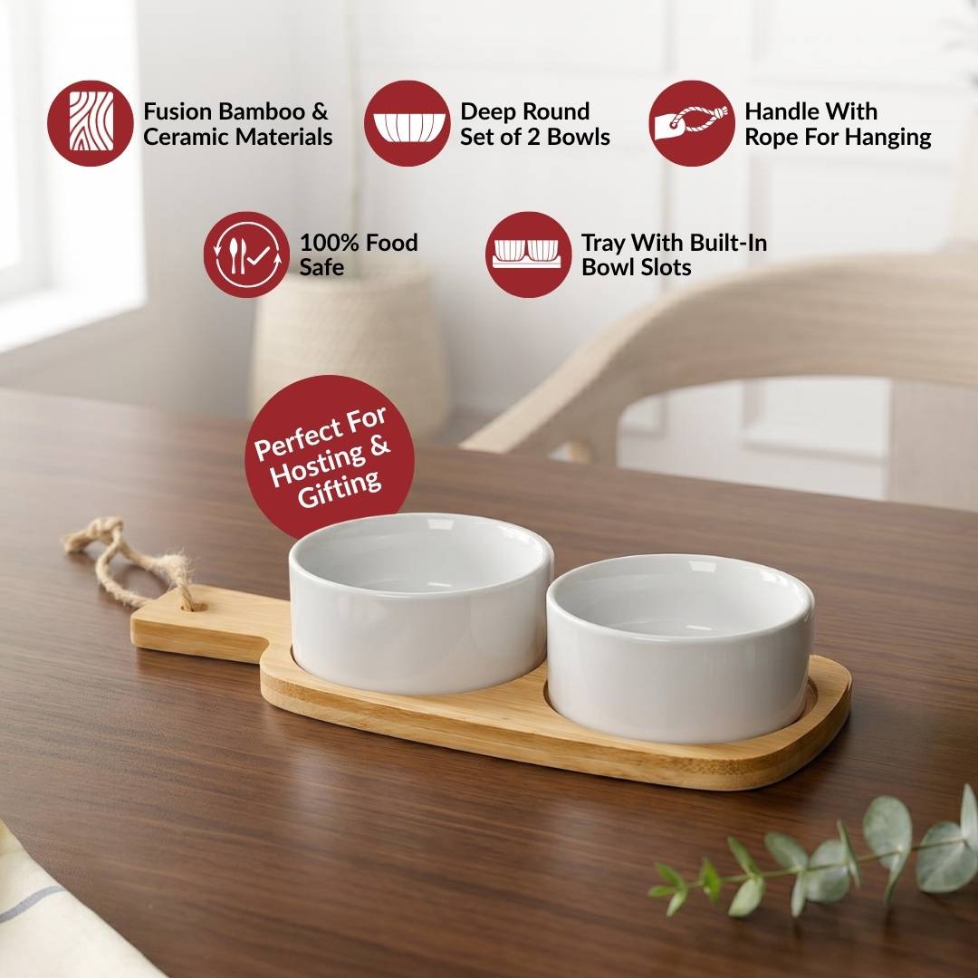 Twin Bowl Serving Platter Set Of 3 Nestasia