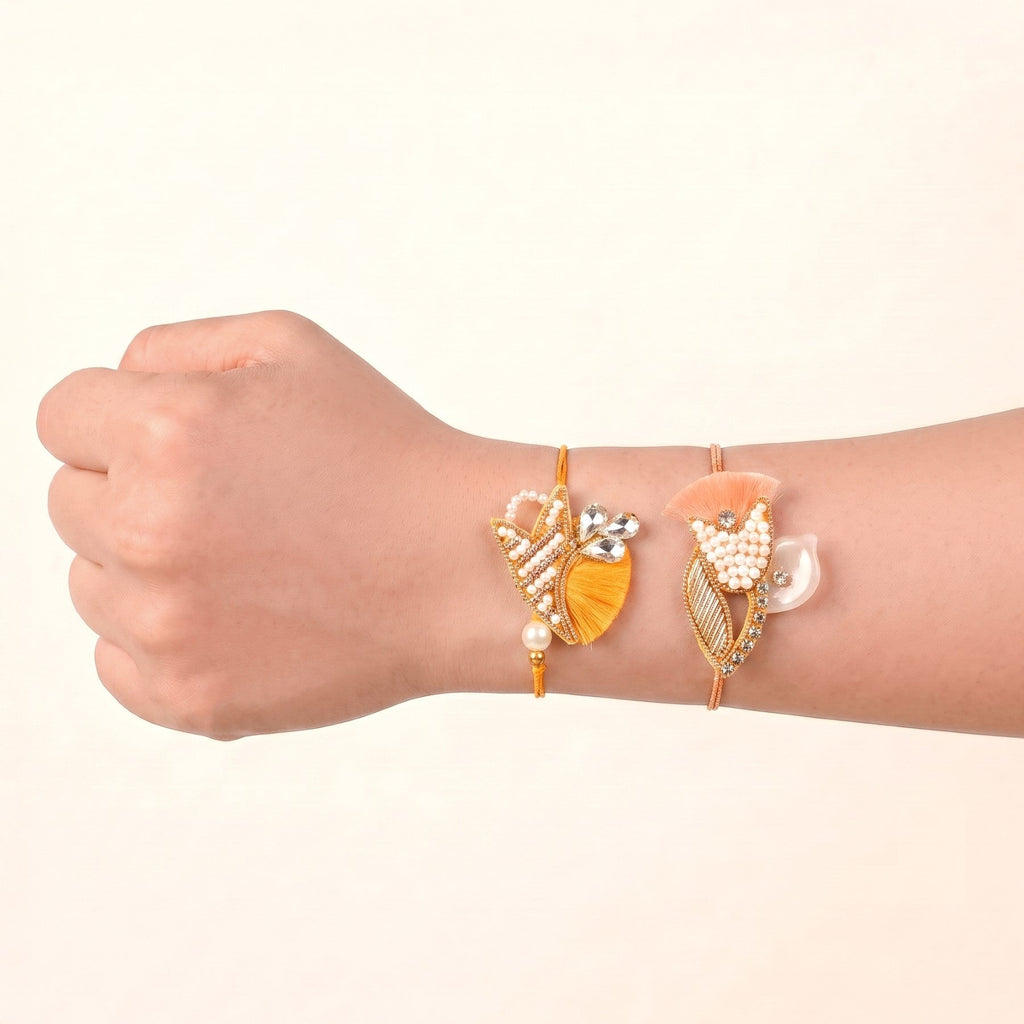 Twin Tulip Pastel Rakhi Set Nestasia