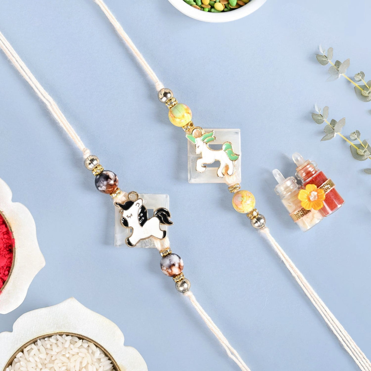 Twin Unicorn Rakhi Gift Set Nestasia