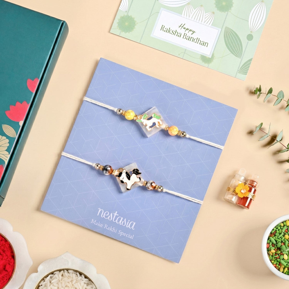 Twin Unicorn Rakhi Gift Set Nestasia